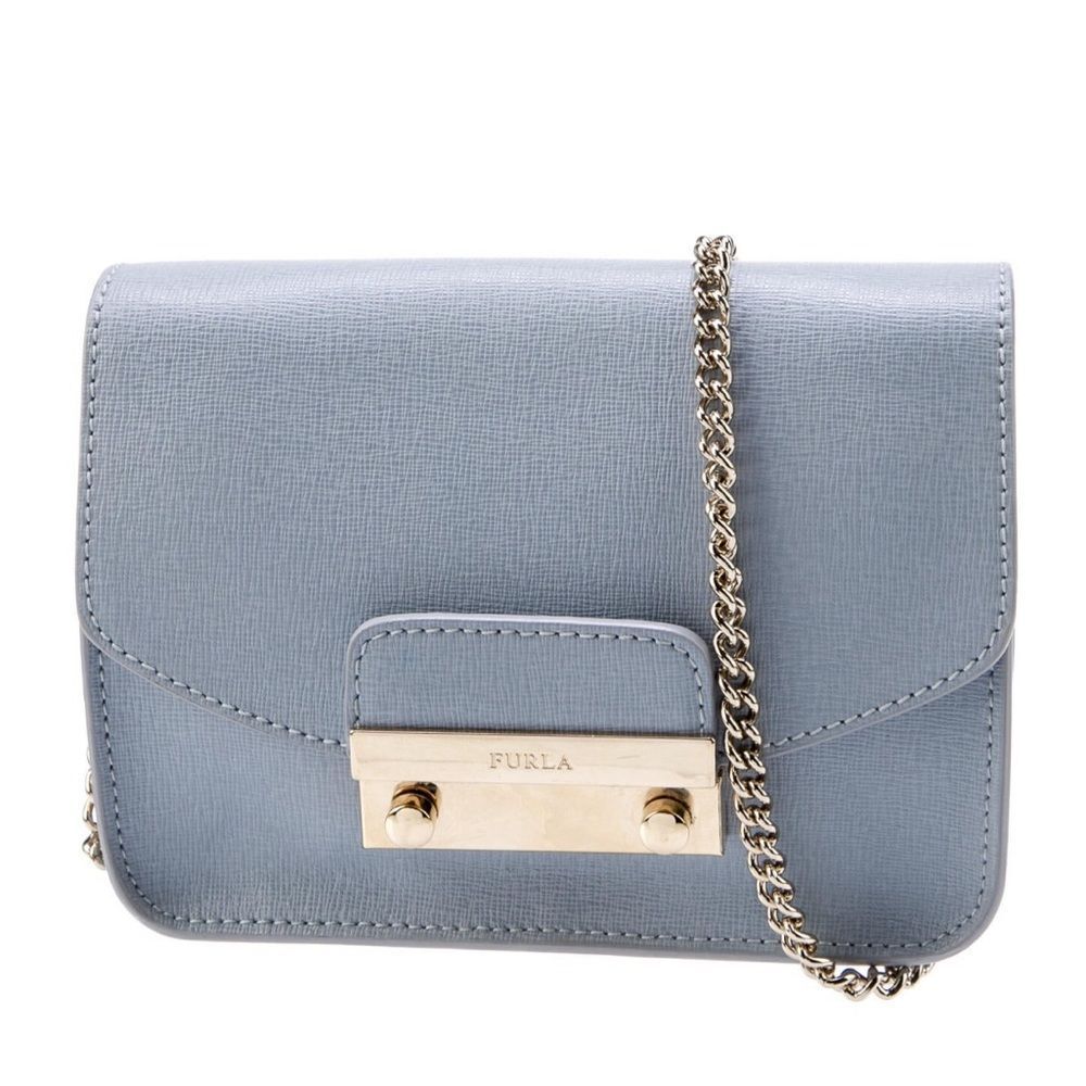 FURLA Leather Chainlink Crossbody Bag.